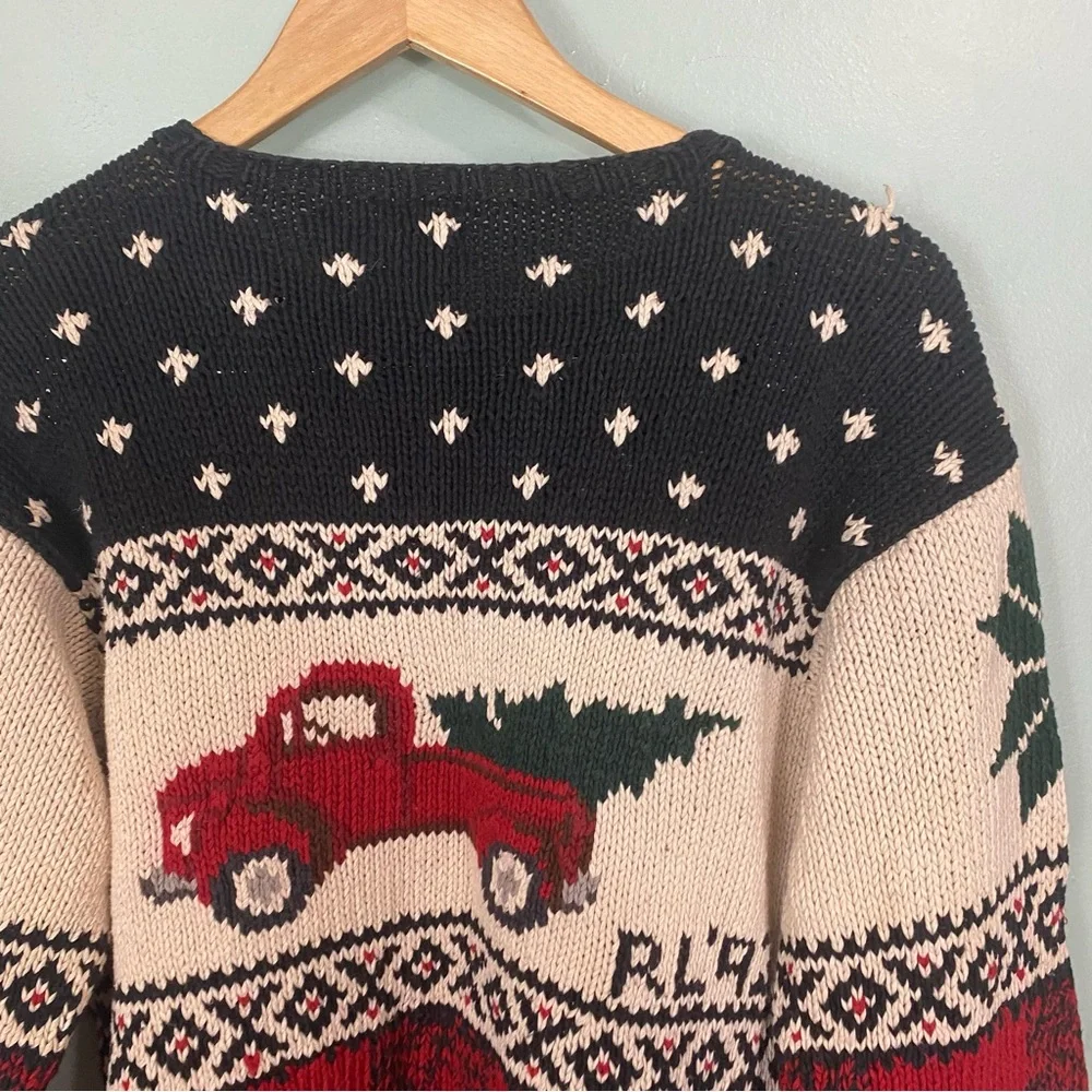 Vtg Polo Ralph‎ Lauren Christmas Holiday Truck Carlton Sweater 1992 Medium